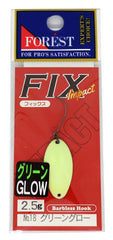 Forest Spoon Fix Impact 18 lure in Green Glow close-up highlighting slow retrieve efficiency for trout.