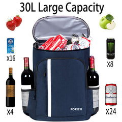 FORICH Backpack Cooler interior reveals insulated liner and organized storage.