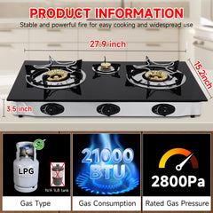 Forimo propane gas cooktop 3-burners control knobs highlight precise heat control for quick searing