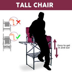 Foristrail chair features removable side table to store brushes and kits.