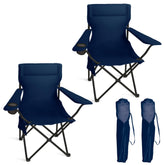 Foristrail portable camping chair 2-pack folded navy blue, easy transport for campsites.