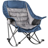 Foristrail oversized rocking camping chair with side pocket keeps essentials within reach.