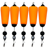 Four Horsemen Tackle popping cork orange pack-5 closeup enhances visibility and bite detection.