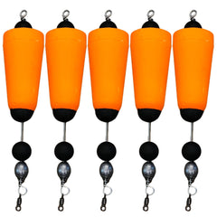 Four Horsemen Tackle popping cork orange pack-5 closeup enhances visibility and bite detection.