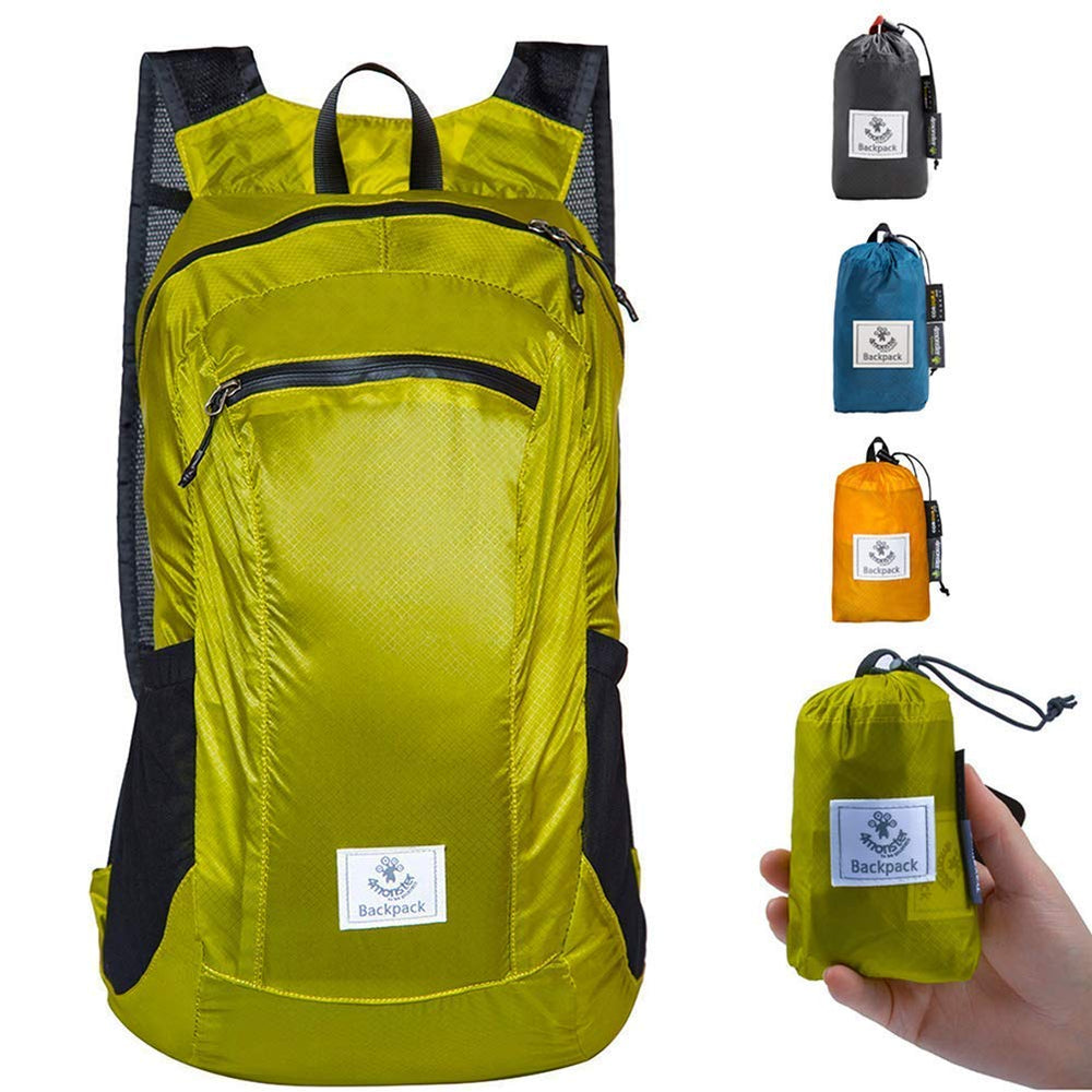 4Monster Hiking Daypack folded compactly for pocket-ready travel and quick stowage.