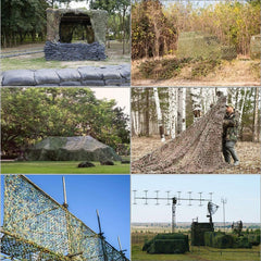 Fousam camo netting on a hunting blind enables quick concealment setup.
