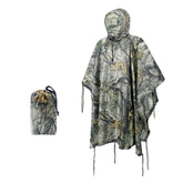 Fousam waterproof camo rain poncho provides full rain protection for outdoor hunts.