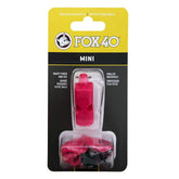 Fox 40 Mini Safety Whistle Pink front view highlighting pealess signaling capability.