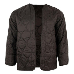 Fox Outdoor Products M65 Field Jacket Liner front view in black showing secure layering for cold-weather wear