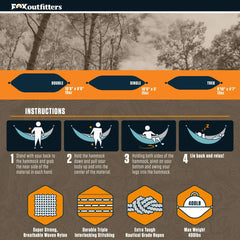 Fox Outfitters Neolite double hammock straps and carabiners provide secure campsite setup.