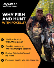 Foxelli Chest Waders sealed seams ensure dry performance during rugged use.