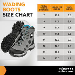 Foxelli Wading Boots offer secure traction on wet, uneven surfaces like mud and slick rocks.
