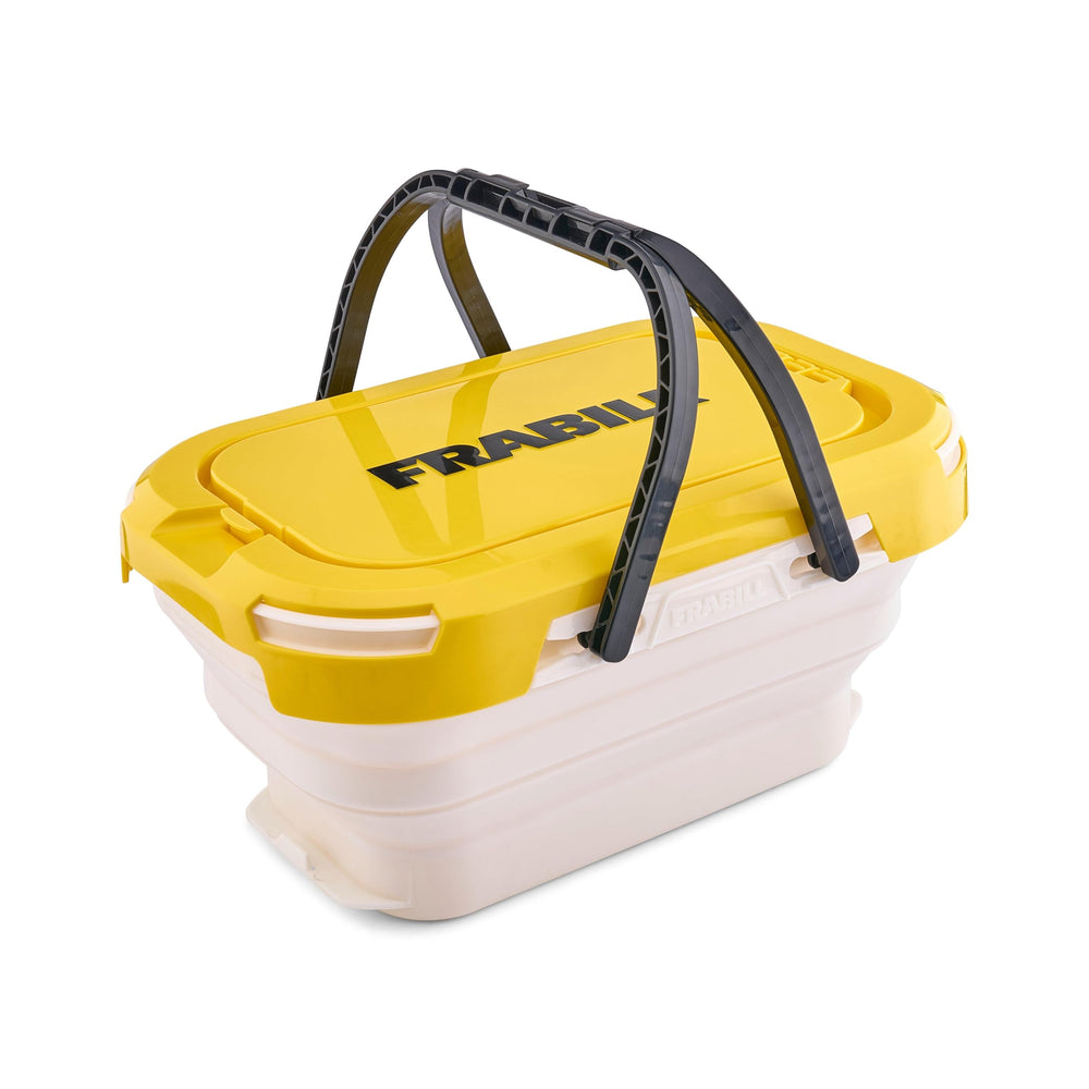 Frabill collapsible bait bucket 6 qt offers easy storage on every trip.