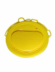 Frabill Deluxe Bait Bucket Accessory Lid installed on a 4.25-6 gallon bucket showing molded accessory slots and snap-on design.