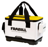 Frabill universal bait station 8qt white frontview promotes organized bait storage for quick access.