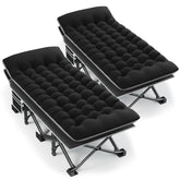 Fragess camping cot 32-inch wide with thick mattress provides comfortable nights outdoors.