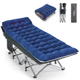 Fragess camping cot cushion close-up highlights 3-inch plush support for comfortable nights.