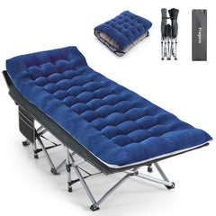 Fragess camping cot cushion close-up highlights 3-inch plush support for comfortable nights.