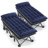 Fragess portable camping cot with a thick 32in mattress for outdoor comfort.