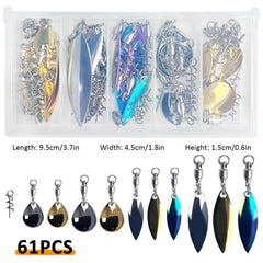 Free Fisher 61Pcs Spinner Blades Tail Kit – includes 30 tail spinners