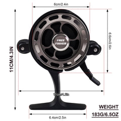FREE FISHER ice-reel-gear-3-2-1 demonstrates precise gearing for reliable retrieves.