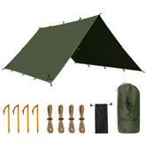 FREE SOLDIER camping tarp setup provides versatile shelter for camping