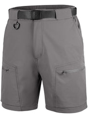 FREE SOLDIER men's cargo short front view in gray, breathable for outdoor comfort