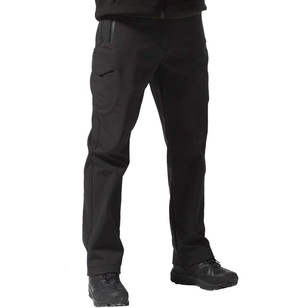 FREE SOLDIER men's softshell pants front view highlight warm, flexible outdoor performance.