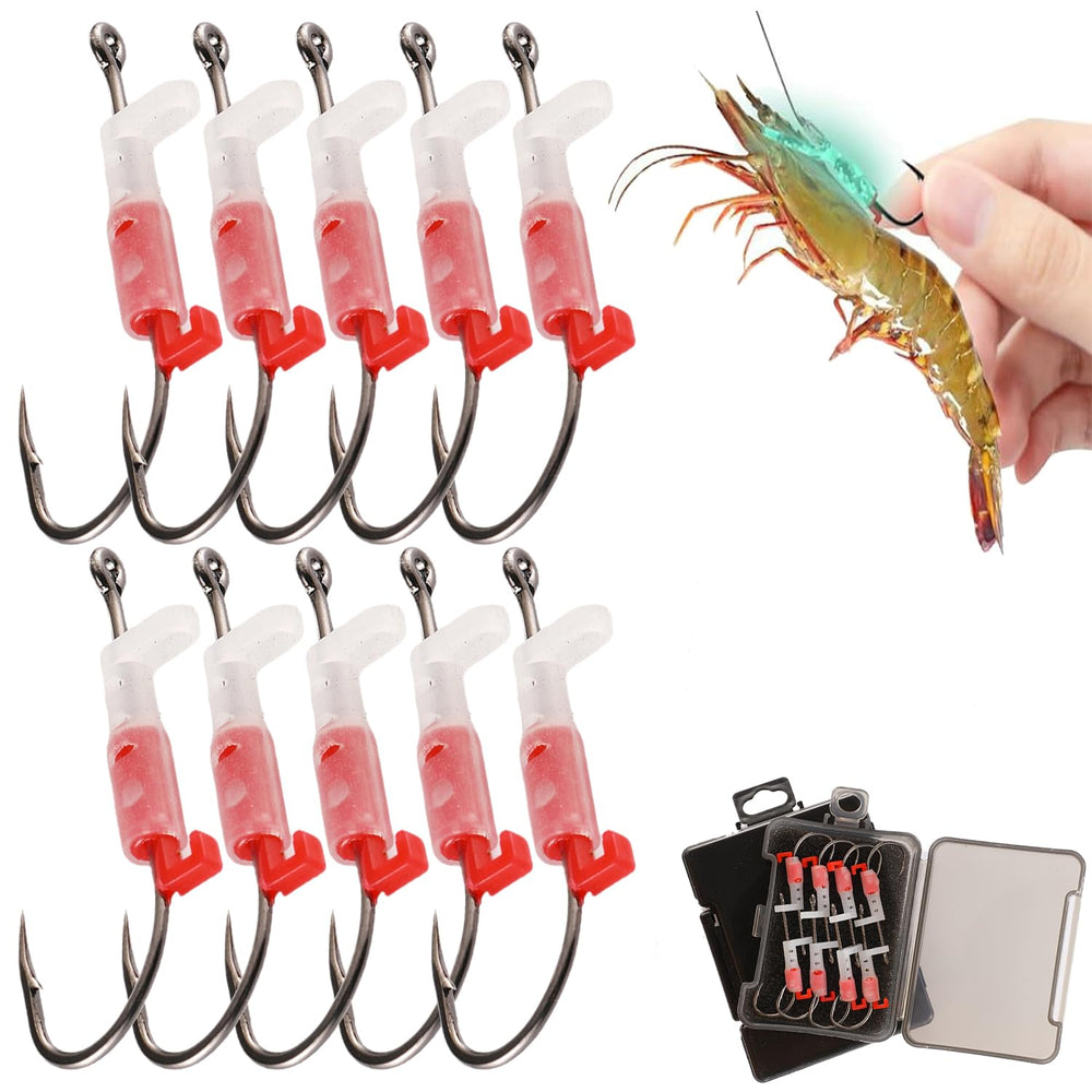 FREECOZYER Luminous Live Shrimp Hooks glow at night to attract bigger fish.