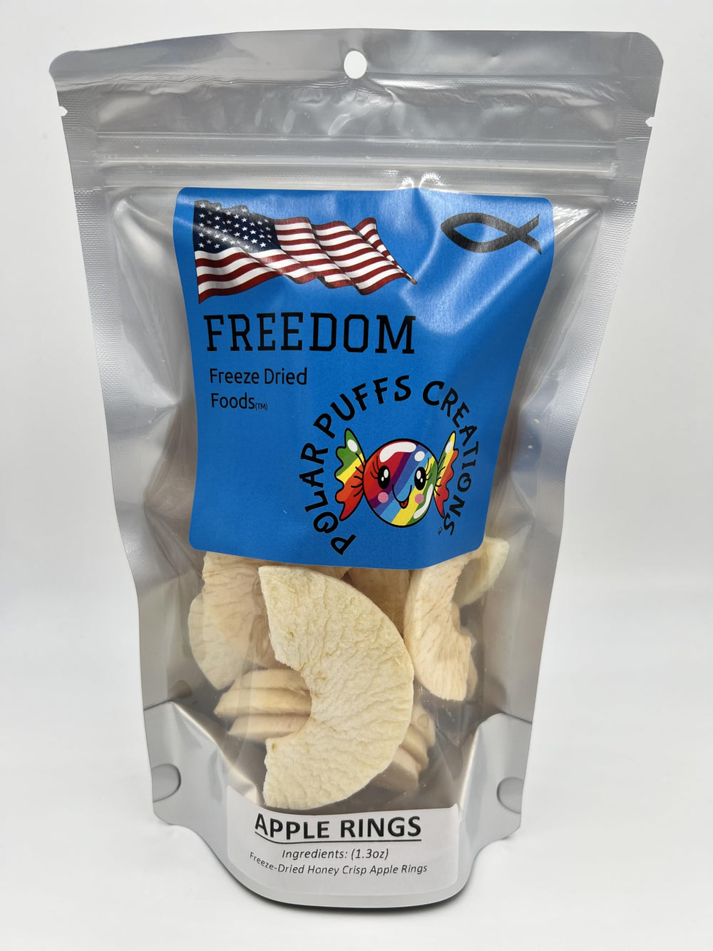 Freedom Freeze Dried Apple Rings Honeycrisp, crisp, naturally sweet snack for on-the-go.
