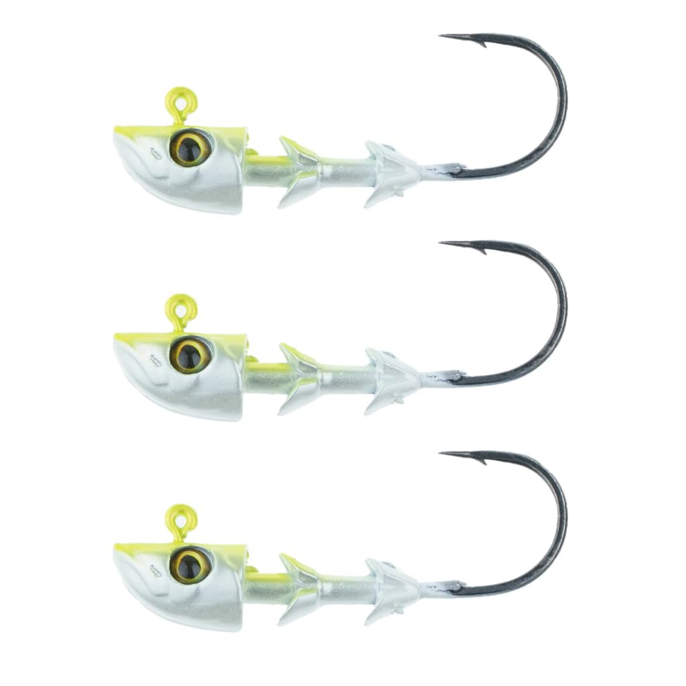 Freedom Tackle Swimbait Head chartreuse shad boosts visibility and lifelike action.
