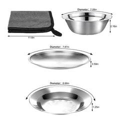 Freehiker dishware and rag for quick on-the-go cleanup