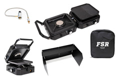 Freespirit Recreation dual burner stove with griddle for quick outdoor meals.