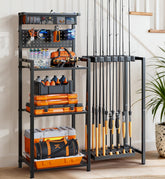 Freexployer fishing rod holders on pegboard keep rods accessible and organized.