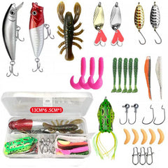 30-piece freshwater fishing lures set in PVC tackle box