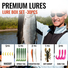 Lifelike 3D-eyed fishing lures close-up