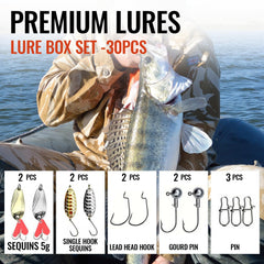 Assorted hard baits and soft plastics for bass trout salmon