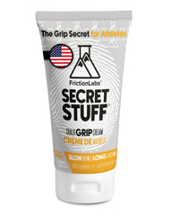 Friction Labs Secret Stuff Liquid Chalk bottle pour enhances grip for climbing and lifting.