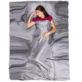 The Friendly Swede double sleeping bag liner full-length zipper enables easy entry.