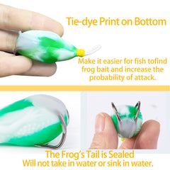 Frog lure showing tie-dye belly colors