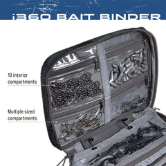 Frogg Toggs bait binder zippered sleeves keep baits separated and ready.