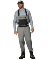 Frogg Toggs Sierran chest wader overview in slate gray with breathable upper.