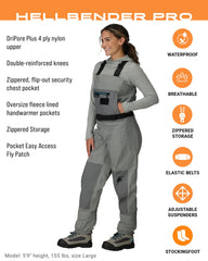 FROGG TOGGS Hellbender Pro with X-Back suspenders for improved comfort on long days