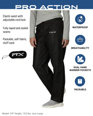 Frogg Toggs Pro Action Pant waist adjust detail for secure fit.