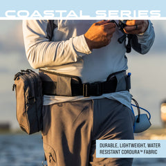 FROGG TOGGS Pursuit Wading Belt featuring buoy clips for gear organization.
