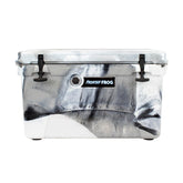 Frosted Frog 45-qt camo ice chest exterior for rugged outdoor cooling.