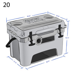 Freezer-style lid gasket on Frosted Frog cooler to minimize heat entry outdoors.