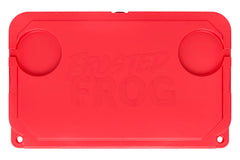 Frosted Frog Hyper-Light cooler lid with latches and UV protection on outdoor boat.