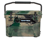 Frosted Frog ice chest lid in green camo keeps contents cool during camping