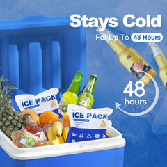 FrostIris blue ice pack 4x4 soaking before freeze highlights easy reusability.